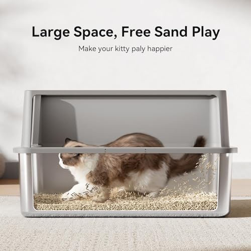 2 Pack 28" Extra Large XXXL Stainless Steel Cat Litter Boxes with Lid Metal Cat Litterbox Pan for Big Cats and Multiple Cats (XXX-Large)