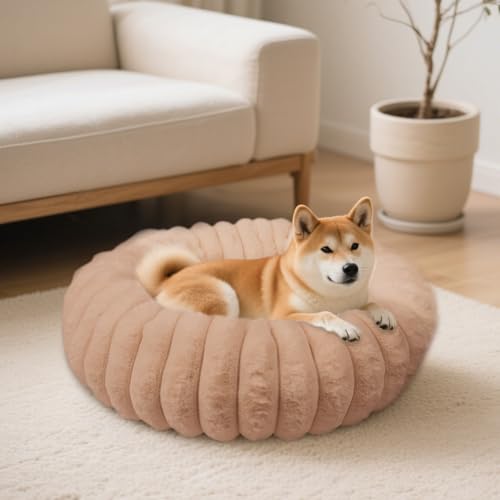 Donut Dog Beds Large Sized Dog Washable Plush Pet Bed (Brown / XL(36*36*10))