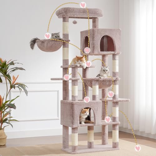 Cat Tree, 76-Inch Tall Heavy Duty Cat Tower for Big Cats HCT039MU (Rosy Brown / 76.8 inch)