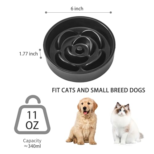 6'' Ceramic Slow Feeder Dog Bowls (6 inch / Black)