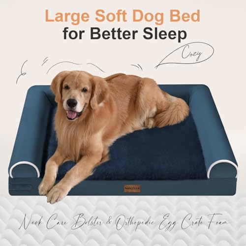 Orthopedic Dog Bed for Small Dogs (Navy Blue / 20.0"L x 14.0"W x 5.5"Th)