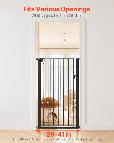 Extra Tall Pet Gate for Cats (Black / 29-41" Wide x 56" Tall)