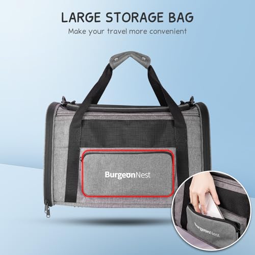 Cat Carrier up to 20 Lbs (Grey / 17.7"L x 12.0"W x 12.5"H)