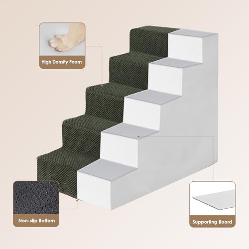 Dog Stairs for High Bed 22.5" H (Military Green / Standard 15.7" x 30" x 22.5")