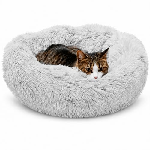 Cat Beds for Indoor Cats & Small Dog (Light-Grey / 23.00" x 23.00" x 7.00")
