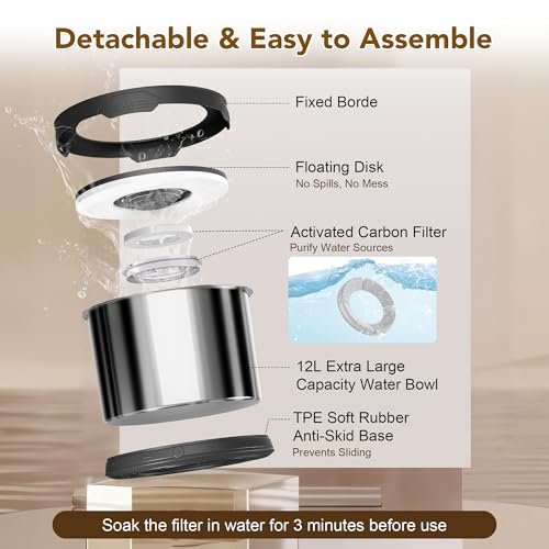 12L Dog Water Bowl No Spill Stainless Steel for Slow Drinking Black (12L / Black)
