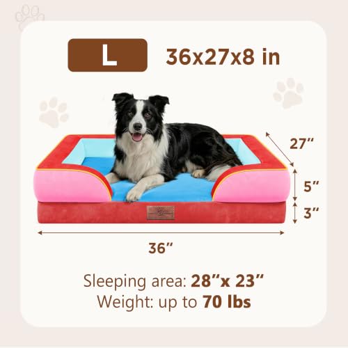 Orthopedic Dog Beds for Large Sized Dog with Bolster (36.0"L x 27.0"W x 8.0"Th / Los Angeles)