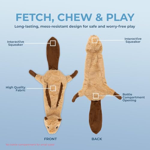 2-in-1 Stuffless Squeaky Dog Toy - Monkey,&Squirrel, M (Multicolor/Monkey & Squirrel / Medium)
