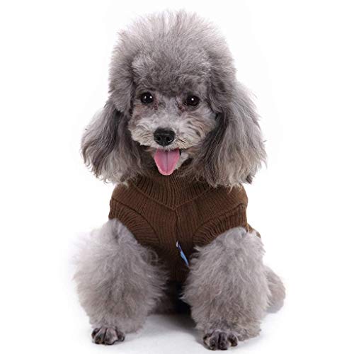 Dog Sweater Soft Warm Turtleneck Knitted Clothes for Small Medium Large Pet (Brown / X-Small)