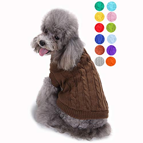 Dog Sweater Soft Warm Turtleneck Knitted Clothes for Small Medium Large Pet (Brown / Medium)