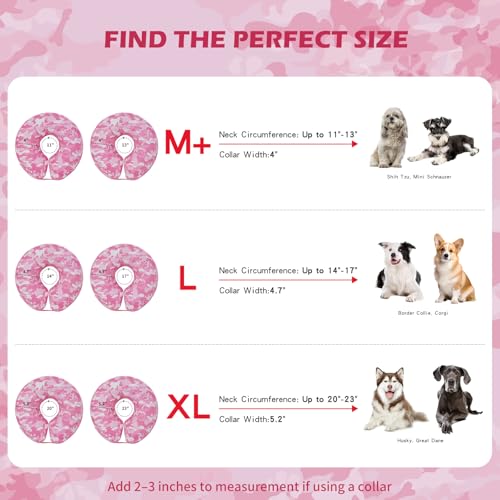 Inflatable Recovery Dog Cone Collar (Pink Camo / Large + (Neck:18''-20''))