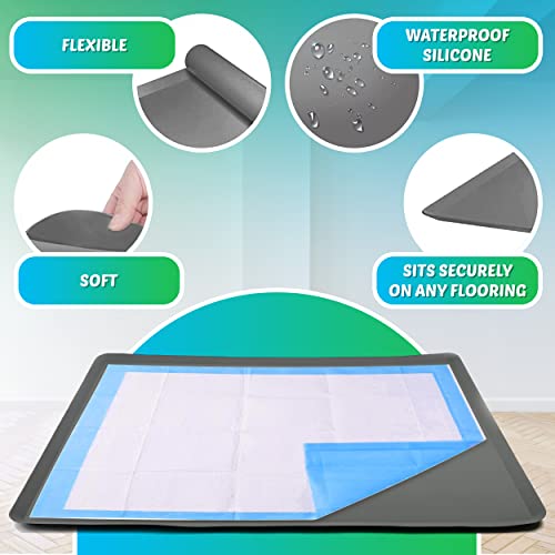 Reusable Silicone Dog Training Tray for 27.5” x 44” Pee Pads (Gray / 1 Pack)