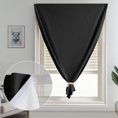 100% Blackout Stick on Curtains (Black / 35"W x 72"H)
