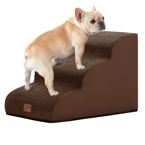 Dog Stairs for Small Dogs (Brown / 3-Step (22.4"D x 15.7"W x 15.7"H))