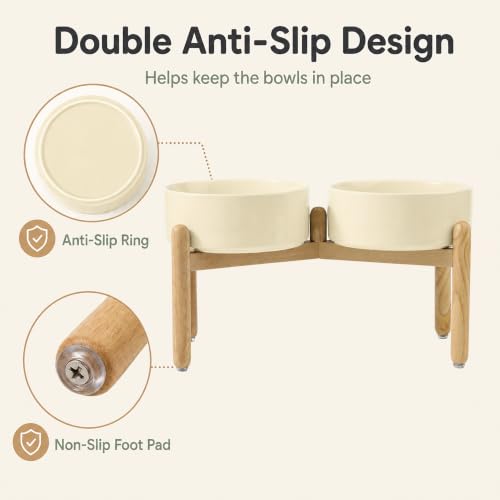 Ceramic Dog Bowls Elevated (Light Yellow)