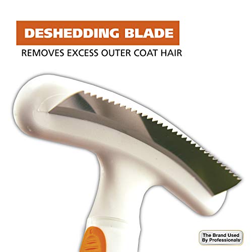 2-in-1 Combination Double Row Pet Rake with Hair Shedding Blade (1 Count (Pack of 1))
