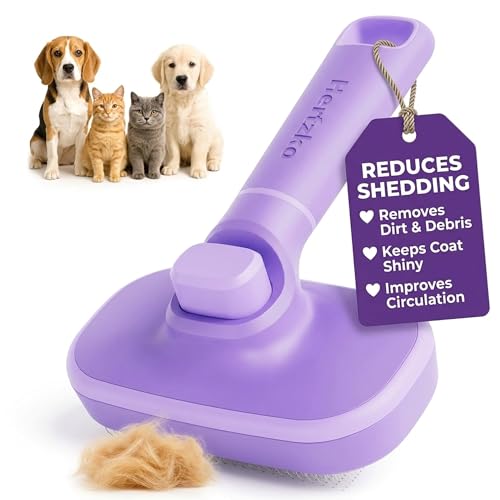 Self Cleaning Slicker Brush for Dogs and Cats (Purple)