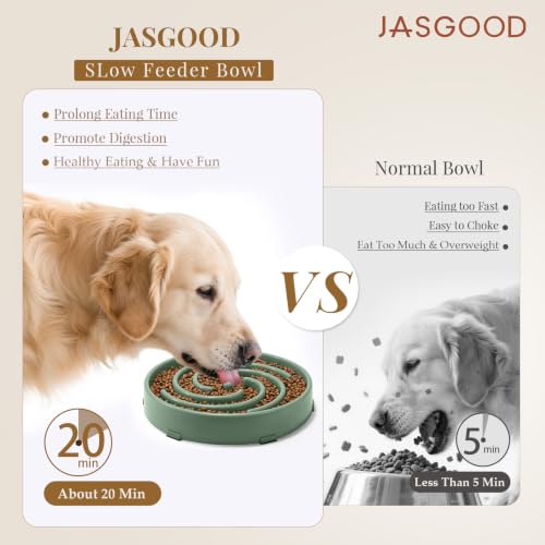 Slow Feeder Dogs Bowl for Large Medium Dogs (Large / Sage Green)