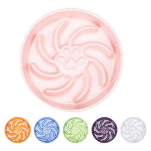 Ceramic Slow Feeder Dog Bowl (Pink)
