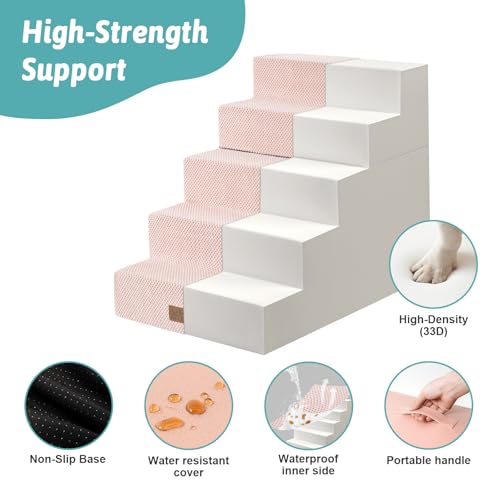 Dog Stairs for Small Dogs (Pink / 17.7x29.5x23.6 inch)