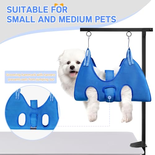 Dog Grooming Arm for Table (M Hammock (Leg Spacing: 5.1–10.6″) / Blue)