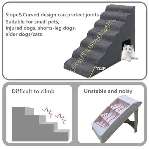 7 Step Dog Stairs for High Beds 30 (Dark Grey 32" H)