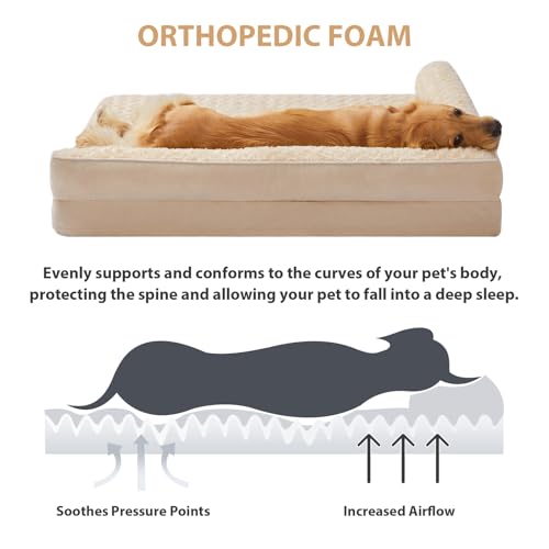 Orthopedic Washable Dog Bed (Beige / 30.0"l x 20.0"w x 6.5"th)