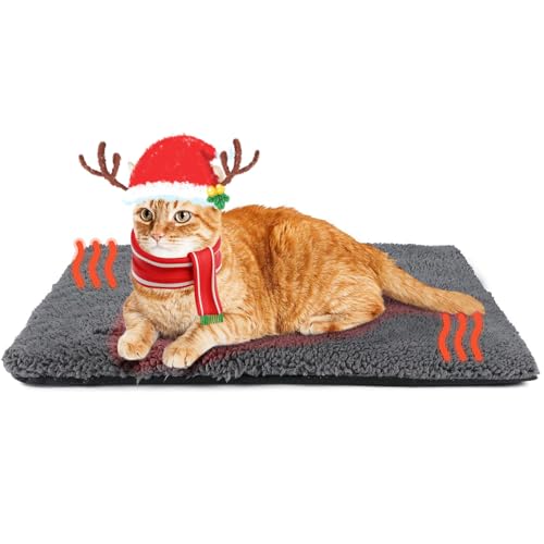 Self Warming Cat Bed Self Heating Cat Dog Mat Pet Pad Extra Warm (29.1"L x 18.9"W x 1.0"Th / Dark Grey)
