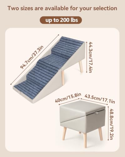17.4" 4 Step Dog Ramp for High Bed (Grey / 17.4" H)