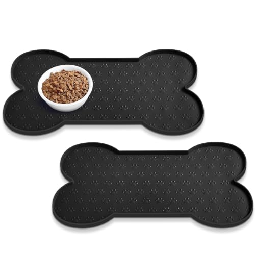 Dog Food Mat Anti (25.6" x 13"-2PCS / Black)