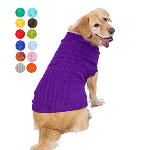 Dog Sweater Soft Warm Turtleneck Knitted Clothes for Small Medium Large Pet (Purple / XX-Large)