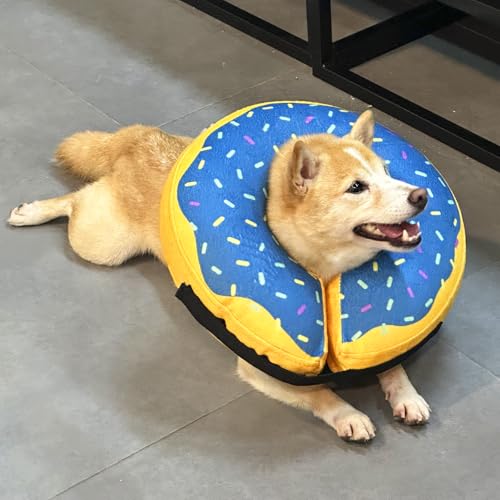 Inflatable Dog Cone Collar for After Surgery (Yellow/Blue Cheese / X-Large (Neck: 18"-24"))