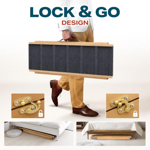 Adjustable Dog Ramp for Bed (Light Brown / 39" Long x 13.4" Walking Space)