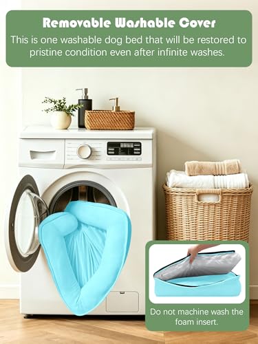 Orthopedic Dog Bed with Sides (42.0"L x 32.0"W x 6.5"Th / Ice Blue)