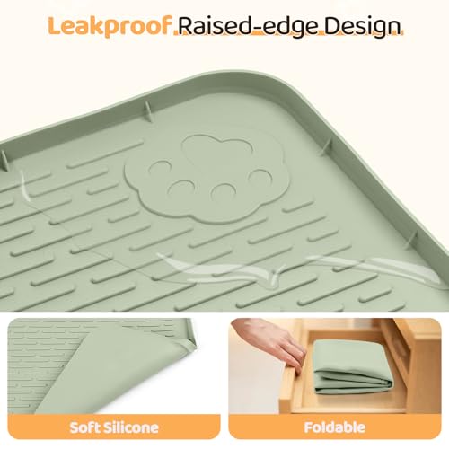 Dog Food Mat 50''x35'' Extra Large Dog Mat for Food and Water (50"L x 35"W / Green)