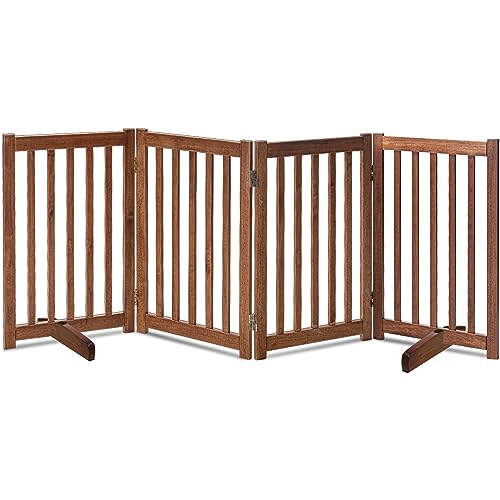 Wooden Free Standing Dog Gate 80" W x 30" H (Brown Oak / 80"W x 30"H)