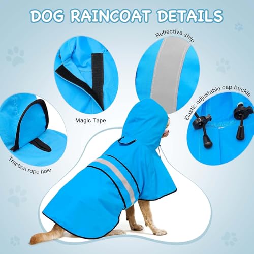 Hooded Dog Raincoat (Blue / Large)