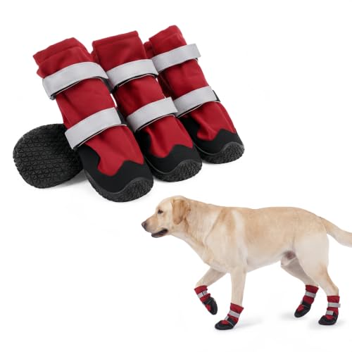 Dog Hiking Boots with High Top Non Slip Dog Shoes for Slippery Land (5#)