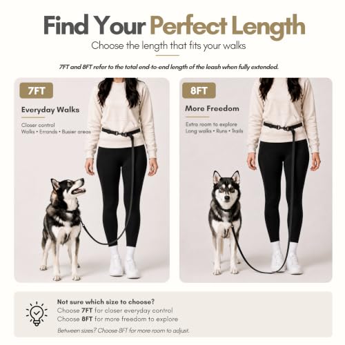Hands Free Waterproof Dog Leash (Pink / 8 FT)