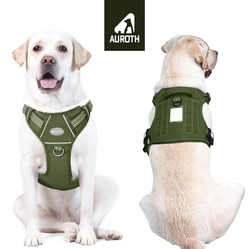Dog Harness for Large Dogs (Green - Deep Enrich / L(Neck:18-29",Chest:24-37"),45-80 lbs)