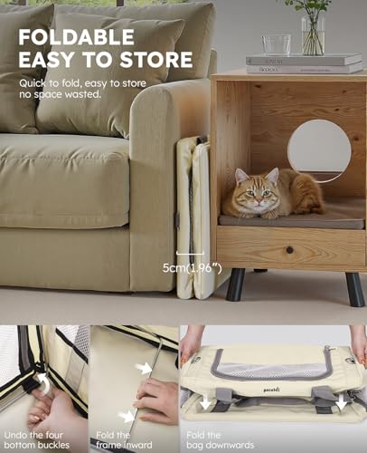 Cat Carrier Stable (Beige / 16.9"L x 11.0"W x 11.0"H)