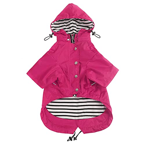 Dog Zip Up Raincoat with Reflective Buttons (XX-Large / Pink)