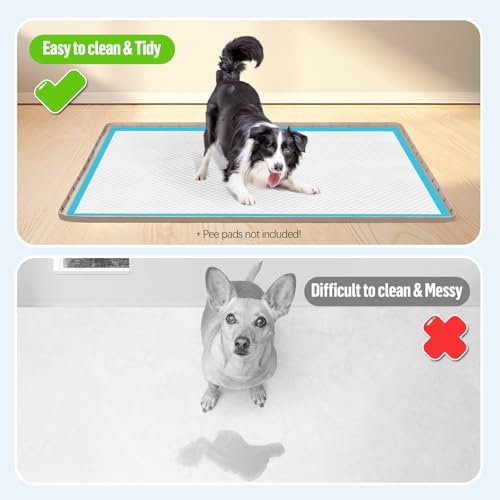 Pee Pad Holder for Dogs 34''x22'' Silicone Puppy Pee Pad Tray (Khaki)