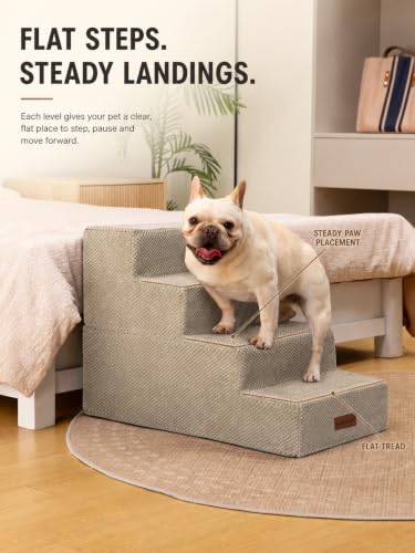 Dog Steps for Bed & Couch (Khaki / 4-Step 18.5" H)