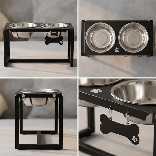 Metal Elevated Dog Bowls (10" | M/L Dogs | 2×58oz Bowls)