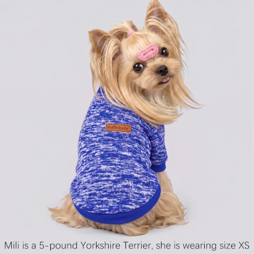 3 Pack Dog Sweaters for Small Dogs Girl Boy Winter Fleece Clothes Warm Soft Dog Sweatshirt Outfit for Dogs Cats Pet Apparel (Purple+ Wine Red+Dark Blue / XXS (Back: 7.8", Chest: 11.8", 2.2-3.5 lbs))