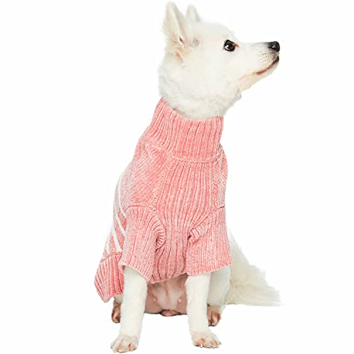 Cozy Soft Chenille Classy Striped Dog Sweater in Dusty Rose (16 inch / Dusty Rose)