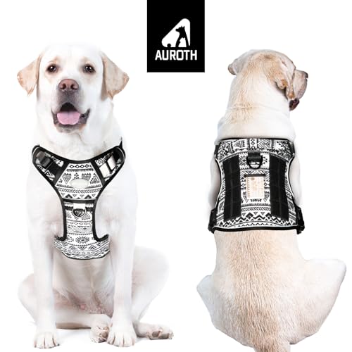 Tactical Dog Harness Medium Sized Dog No Pull Adjustable Dog Vest (Tribal Patterns-Black / M(Neck:16-22",Chest:22-33"),35-50 lbs)