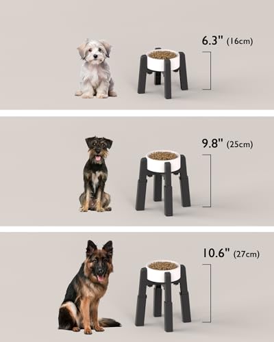 Dog Bowl Stand with Adjustable Height and Width [2 Pack (H: 6.3-10.6''; W: 6.1-10.4'')