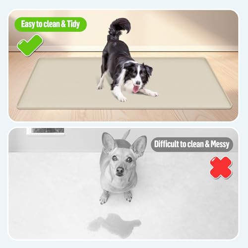 Pee Pad Holder for Dogs 51''x25.6'' Silicone Puppy Pee Pad Tray (Beige)